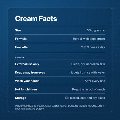 Peppermint Soothing Cream facts and safe use: external use only, keep away from eyes